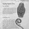A black-and-white book page from The Māori Oracle by Schiffer Publishing, Ltd. shows an owl above tarot-style readings for “Mauri” and “Koru,” with swirling patterns, ancestor guidance, and Māori spirituality on a textured background.