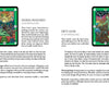 A two-page spread from the Tarot D guidebook by Schiffer Publishing, Ltd. displays illustrated 4 and 5 of Pentacles cards, with each page exploring their meanings and interpretations inspired by poetic mythology.