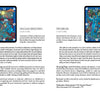 Tarot D by Schiffer Publishing, Ltd. includes two illustrated cards featuring detailed fantasy art. Poetic mythology explains each card’s meanings and keywords, all set on a white background with blue decorative borders.