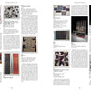 A two-page spread from Schiffer Publishing, Ltd.'s "What If Textiles" showcases contemporary textile and mixed media artworks, each with photos, artist names, descriptions, dimensions, and materials on a clean white background.