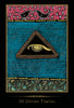 The Shamanic Healing Oracle Cards from Schiffer Publishing, Ltd. include a card labeled 30 Divine Timing with a golden Eye of Horus inside a triangle on blue, bordered by birds and botanical designs—ideal for spiritual self-awareness.