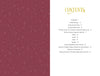 The Zerner/Farber Tarot by Schiffer Publishing, Ltd. features a table of contents with a gold CONTENTS heading on white paper beside a burgundy floral-patterned background—ideal for guidebooks to unlock your psychic potential.