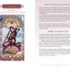The Fool card in The Zerner/Farber Tarot by Schiffer Publishing, Ltd. shows a colorful figure with a dog near a cliff. The included text discusses psychic potential, trust, innocence, and new beginnings in all card positions.