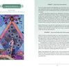The Zerner/Farber Tarot by Schiffer Publishing, Ltd. features the Eight of Pentacles illustration on the left and detailed descriptions, keywords, and interpretive tips on the right against a white background.
