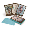 The Everglow by Schiffer Publishing, Ltd. is an illustrated oracle deck combining numerology and animal symbolism. Shown are cards with a man's face labeled Earth, keywords for the number 4, and a pink octopus titled Confusion/Order. Blue backs have white dots.