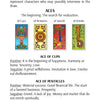 A guidebook page from The Grand Universal Tarot by Schiffer Publishing, Ltd. illustrates Marseille-style court cards and all four aces, detailing their symbolism and divinatory meanings for both positive and negative interpretations.