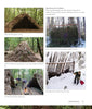 A collage of lean-to survival shelters, some with debris or snow, built using bushcraft skills from "Core Bushcraft" by Schiffer Publishing, Ltd., showcases essential outdoor survival techniques.