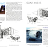 A page from Schiffer Publishing, Ltd.'s Boeing 777 manual displays photos and diagrams of GE and Rolls-Royce Trent engines for the wide-body jet, featuring descriptive technical text and labeled side views of each engine.