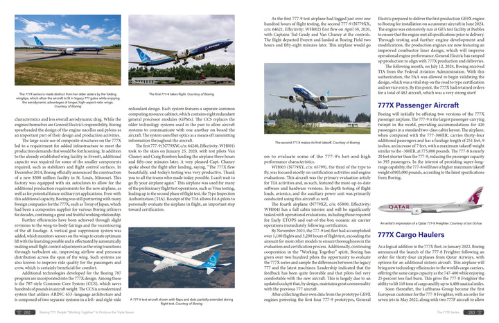 A magazine by Schiffer Publishing, Ltd. featuring the Boeing 777 wide-body jet airliner and articles on its advanced fly-by-wire technology.