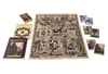 The Camelot Oracle by Schiffer Publishing, Ltd. is an Arthurian-inspired board game set with a central map, card deck, guidebook, booklet, and illustrated cards displayed on a white background.