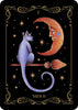 The Nocturnal Garden Lenormand by Schiffer Publishing, Ltd. features a mystical purple cat on a broomstick gazing at a crescent moon amid stars—ideal for deck collectors and moon journaling fans.