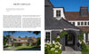 Featured in "Shingle Style Houses" by Schiffer Publishing, Ltd., this home showcases brown wood shingles, white-trimmed windows, vibrant landscaping, and bright blooms, beautifully photographed from various angles beneath a clear blue sky.