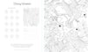 The Wild & Whimsical Woodland Coloring Book by Schiffer Publishing, Ltd. features pages with color swatch areas on the left and detailed nature scenes—birds, a butterfly, a fairy, woodland creatures, and lush foliage—outlined for coloring.