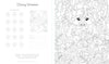 The Wild & Whimsical Woodland Coloring Book by Schiffer Publishing, Ltd. has a black and white worksheet with a raccoon, woodland animals, flowers, berries, color swatches, a rabbit illustration, and space to write who colored it.