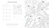 From Schiffer Publishing, Ltd.'s Wild & Whimsical Woodland Coloring Book: a printable worksheet featuring five birds on leafy branches, spaces for swatches and materials, plus a “secret weapons” animal prompt—perfect for forest-themed coloring fun.