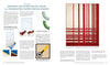 Designing for Foundation Paper Piecing" by Schiffer Publishing, Ltd. is highlighted in a two-page magazine spread with diagrams, text, fabric swatches, a rotary cutter, and a striking red-and-white geometric quilt.