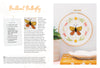 The Sunny Stitches Embroidery Kit Brilliant Butterfly by Schiffer Publishing, Ltd. displays a yellow and black butterfly in a wooden hoop with colorful floral stitches. Supplies and step-by-step instructions are shown on the page's left side.