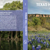 The Texas Hill Country book cover features a scenic landscape of bluebonnets in a field before a rock bluff, with a back cover summary and author information.
