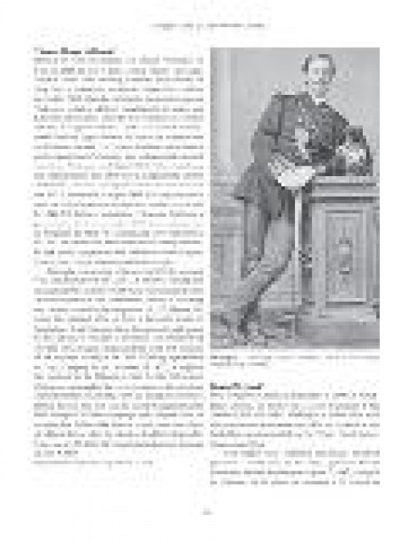 A scanned page from Schiffer Publishing, Ltd.’s "The Officer Corps of Custer's Seventh Cavalry" shows text on frontier military leaders and events like Little Big Horn, plus a black-and-white portrait of a uniformed officer by a desk.