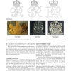 A page from "British Officers' Peak Caps of the Second World War" by Schiffer Publishing, Ltd. features illustrations of Royal Cypher cloth badges and warrant labels, with text on the history of Royal Warrants and British military collectibles.