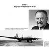 A black-and-white page from "Boeing B-47 Stratojet" by Schiffer Publishing, Ltd. shows Chapter 1: Design and Development, with a suited man smiling and a photo of the bomber on a runway from this Photographic History.