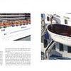 A Cruise Ship Primer by Schiffer Publishing, Ltd. features a close-up of orange lifeboats lining an upper deck and a detailed look at a single white-and-orange lifeboat suspended by davits, highlighting classic cruise ship design.