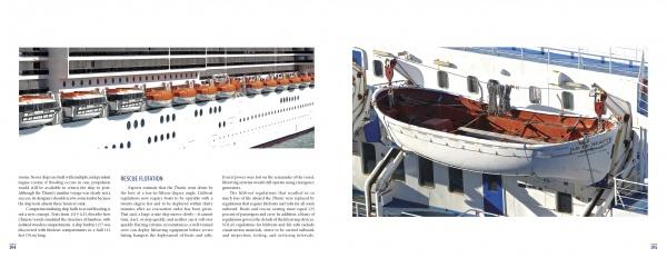 A Cruise Ship Primer by Schiffer Publishing, Ltd. features a close-up of orange lifeboats lining an upper deck and a detailed look at a single white-and-orange lifeboat suspended by davits, highlighting classic cruise ship design.