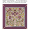 The Arts and Crafts Embroidery cushion cover by Schiffer Publishing, Ltd. features a symmetrical red and purple floral silk design with green leaves on beige, highlighting exquisite needlework against a light background with text above and below.