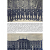 Black-and-white photos from "SS-Brigadeführer und Generalmajor der Waffen-SS Theodor Teddy Wisch" by Schiffer Publishing, Ltd.: Top—Wisch with uniformed men before a building; bottom—a large multi-story building and courtyard; captions appear between images.