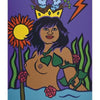 Colorful illustration inspired by the Hip Chick Tarot (Schiffer Publishing, Ltd.): a diverse woman with dark hair, surrounded by plants, flowers, a bird's nest crown, a sun, lightning bolt, and "Nature" written below.