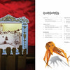 A vibrant spread from Cut It! by Schiffer Publishing, Ltd. displays a stage-like paper diorama with cardboard figures, a playful table of contents, and a folded orange crab model—perfect for inspiring kids’ papercraft projects.
