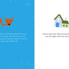Where Is My House? by Schiffer Publishing, Ltd. features a blue page with an orange fox illustration and white text, plus a white page inviting kids to remember and describe a house—great for developing observation and memory skills.