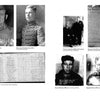 A collage for "The Fifth Field" by Schiffer Publishing, Ltd. displays black-and-white military portraits, a newspaper clipping, a police log, and mugshots from Plot E's Fifth Field—all labeled with names and sources in a grid on white.