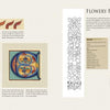 A spread from "Beginning Illumination" by Schiffer Publishing, Ltd. features medieval-inspired decorative letter designs with floral patterns, step-by-step images, materials list, instructions, colorful art, and a black-and-white border motif.