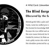 A black-and-white illustration from The Gorgon's Tarot by Schiffer Publishing, Ltd. depicts a blindfolded woman with snakes for hair in a dark, eerie scene of webs, bats, and skulls—symbolizing the Blind Gorgon's solitary journey.