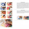 The Painted Word by Schiffer Publishing, Ltd. provides step-by-step mixed media art tutorials with photos of hands painting, using stencils, and blending colors on paper. Instructions and descriptions are printed beside the images on a white background.