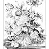 Schiffer Publishing, Ltd.'s 'Looted Beauty' features a black and white illustration of a vase with flowers, leaves, fruits, and eggs on wood—an art coloring book inspired by lost masterpieces.