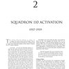 A black and white page from "Vultures Over Israel" by Schiffer Publishing, Ltd. details Squadron 110's history, its use of the Vautour in Israeli service, and activities before the Six Day War.