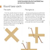 A page from "A Guide to Basket Weaving" by Schiffer Publishing, Ltd. shows step-by-step instructions and diagrams for making a round base slath, featuring weaving sticks and explanations of slath and ligature techniques.