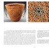 A Ply-Split Braided Basket by Schiffer Publishing, Ltd. is shown in side and close-up views, highlighting its flared shape, looped handles, and detailed cord craftsmanship in orange and green patterns.