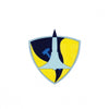 The "Hammers" emblem from Schiffer Publishing, Ltd. features a shield with a stylized rocket, yellow and dark blue sections, and a subtle hammer and sickle, inspired by the Israeli Air Force 69 Squadron.