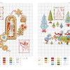 The Magic of Christmas to Cross Stitch by Schiffer Publishing, Ltd. includes two festive patterns—cookies, ornaments, candle, and kids with a tree on a sled—with color keys and grid lines for easy holiday stitching.