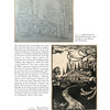 Two rustic cabin sketches among trees—a light pencil drawing above and a bold woodcut print below—illustrate Wharton Esherick’s modernist style, featured in "Wharton Esherick and the Birth of the American Modern" by Schiffer Publishing, Ltd.