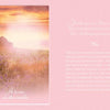 A soft, dreamy image of a house at sunrise with grass and pink-purple light. Elegant text overlays read: TLC for the Soul by Schiffer Publishing, Ltd.—an inspiring 33-card deck filled with uplifting messages.