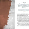 An open book—Haunted Britain by Schiffer Publishing, Ltd.—shows Chapter 8, "A Talking Mongoose, a Haunted Rectory, and a House Full of Monks." The left page features abstract brown on gray, while the right page contains text.