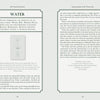 Two pages from The WayCard Oracle by Schiffer Publishing, Ltd. discuss the Water card, with the left covering symbolism and the right offering interpretation tips. Both feature a green border and serif typeface, blending cards and nature spirituality.