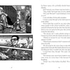 A black and white page from "The Kids of Widney Junior High Take Over the World!" by Schiffer Publishing, Ltd. shows bullies pushing a boy in a hallway on one side and soaking him with water on the other.