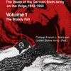 The cover of "Stalingrad: The Death of the German Sixth Army on the Volga, 1942-1943" by Schiffer Publishing, Ltd. shows a red background, prominent Soviet emblem, and a fallen German army flag lying in snow.