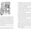 Two girls stand close in a warmly lit room; one hugs the other, who appears sad. A window and photos suggest a blended family story. Nearby text features dialogue and narration from "John Adams and the Magic Bobblehead" by Schiffer Publishing, Ltd.