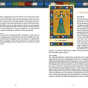 A spread from The Minoan Tarot by Schiffer Publishing, Ltd. displays “The Adept”: a robed woman with outstretched arms, ancient Crete-inspired art, and a vibrant border. Card meaning and message are printed on a cream background (pages 30–31).